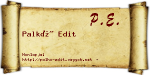Palkó Edit névjegykártya