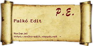 Palkó Edit névjegykártya